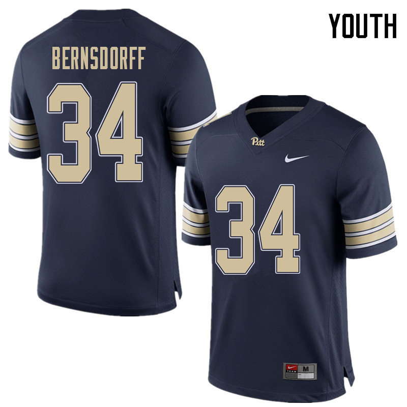 Youth #34 Mark Bernsdorff Pittsburgh Panthers College Football Jerseys Sale-Home Blue